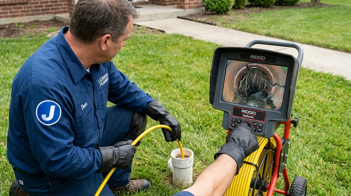 Sewer camera inspection being performed by Johns Plumbing LLC in Converse